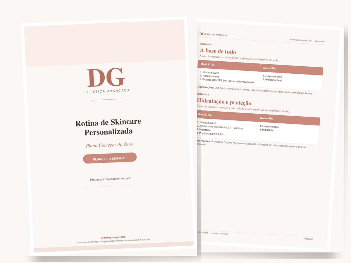 Exemplo do PDF — Rotina de skincare do zero